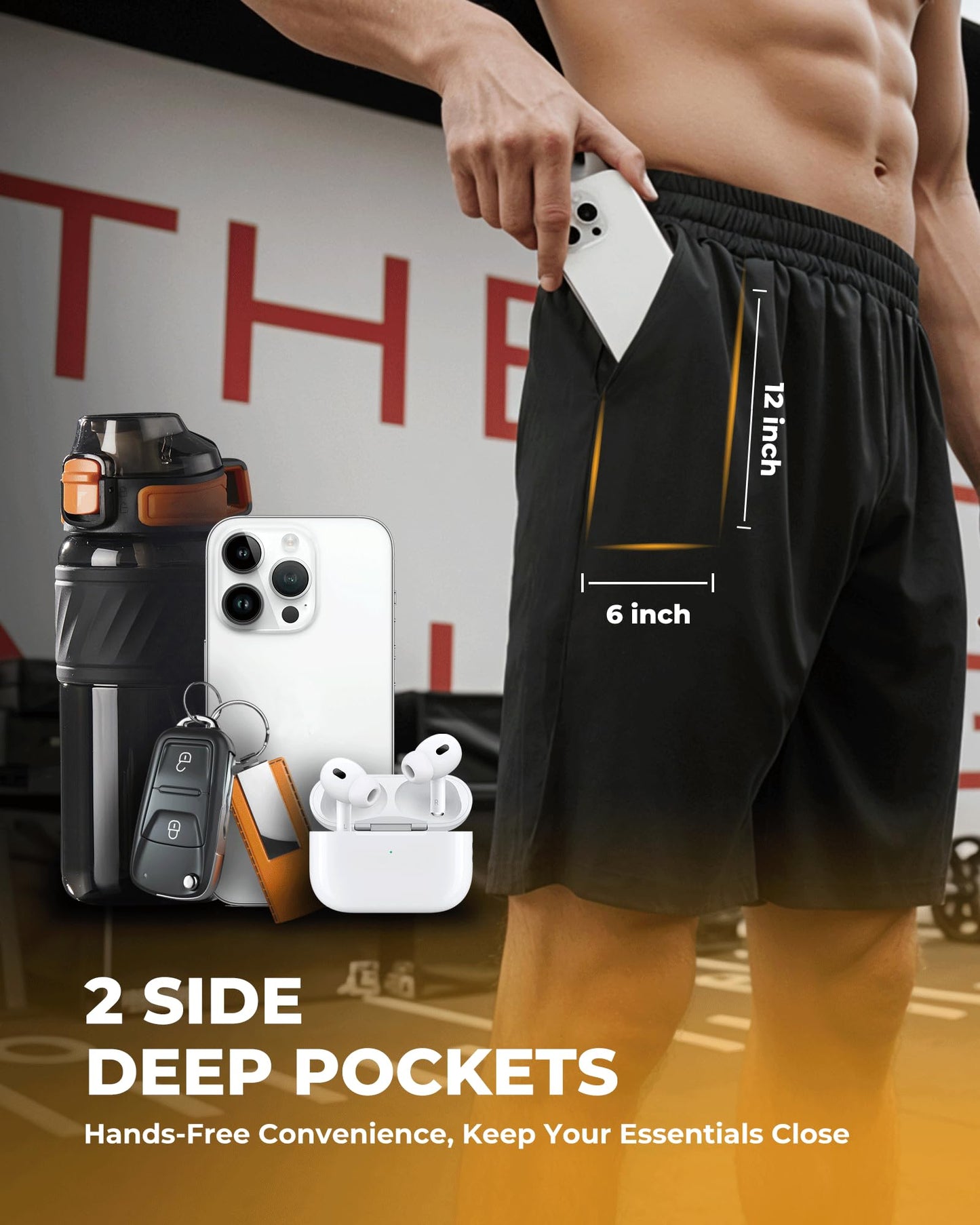 2 Pack Mens Gym Basketball Shorts - Athletic Black Workout Quick Dry Shorts with Pockets for Casual Running