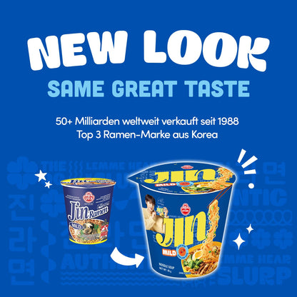 OTOKI Jin Ramen Mild, KOREAN STYLE INSTANT CUP NOODLE, Best Tasting Soup and noodles, Traditional Instant ramen noodles (65g) - 6 Pack