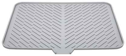 Luxet Silicone Dish Drying Mat with Built-in Drain Lip - Hygienic Drying Pad - Sturdy Compact Easy to Clean Tray Protects Surfaces Prevents Water Build Up - 23 X 17 (Grey)
