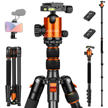 JOILCAN Tripod for Camera, 81" Aluminum Camera Tripod, 83" DSLR Tripods & Monopods, Heavy Duty Travel Tripod for Binoculars Spotting Scope Telescope, Professional Complete Tripod Units, Payload 35lb
