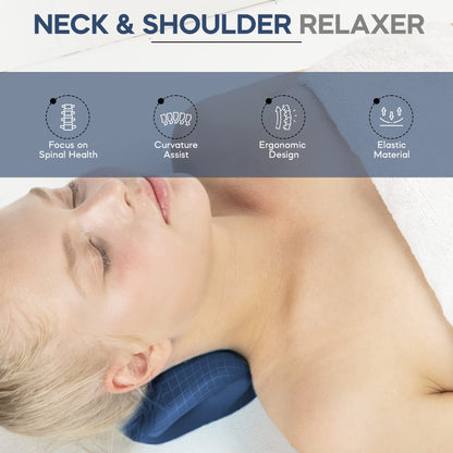 iBYWM Neck Stretcher & Posture Corrector for Women and Men, Cervical Traction for Spine Alignment, Adjustable Upper Back Brace & Elastic Support for Shoulder Back Pain Relief (Dark Blue)