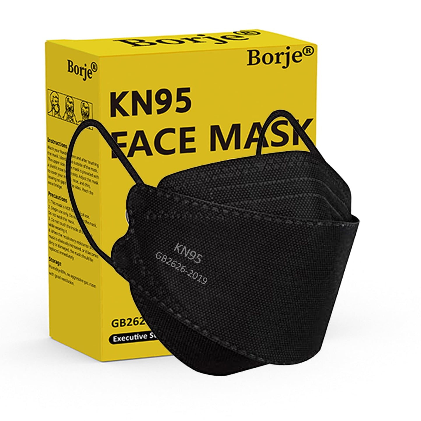 KN95 Face Masks for Adults 50 Pack, Individually Wrapped, 5-Ply Black Disposable Face Mask Against PM 2.5 Smoke & Dust, Filtration Efficiency 95%