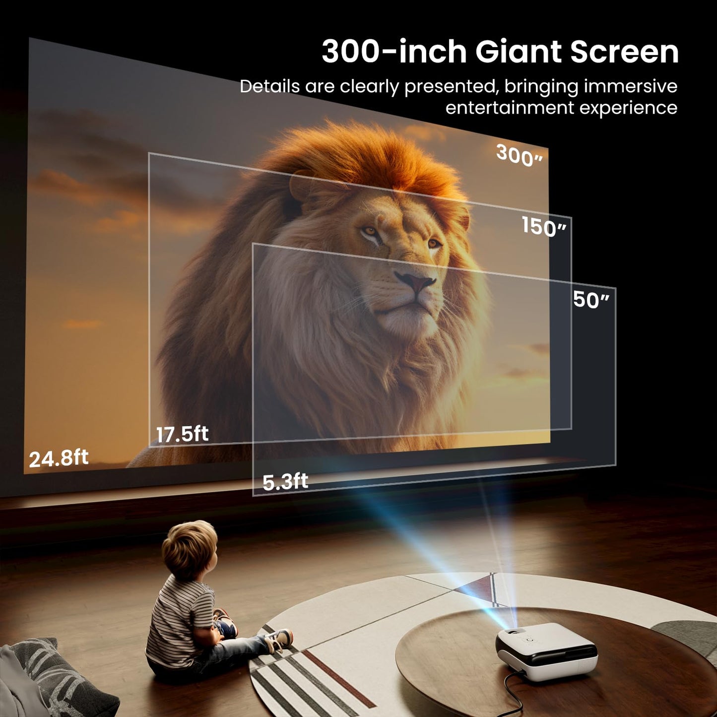 Official Licensed Google TV Smart Projector, HAPPRUN 4K UHD Home Theater with Dolby Sound, Wi-Fi & Bluetooth, Built-in Streaming Apps, Compatible with Games Consoles & Smartphone, Indoor & Outdoor Use