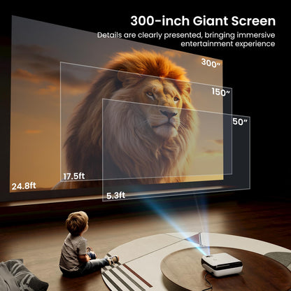 Official Licensed Google TV Smart Projector, HAPPRUN 4K UHD Home Theater with Dolby Sound, Wi-Fi & Bluetooth, Built-in Streaming Apps, Compatible with Games Consoles & Smartphone, Indoor & Outdoor Use
