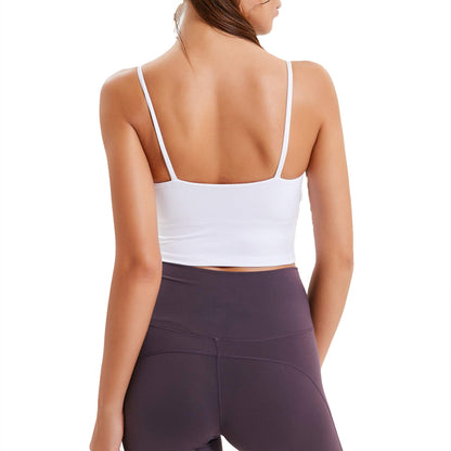 Lemedy Women Padded Sports Bra Fitness Workout Running Shirts Yoga Tank Top (XL, White)