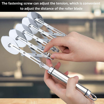 5 Wheel Pastry Cutter Stainless Pizza Slicer Multi-Round Dough Cutter Roller Cookie Pastry Knife Divider with Handle