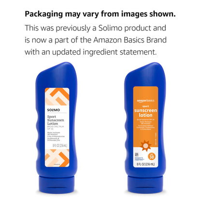 Amazon Brand - Solimo Sport Sunscreen Lotion, Formulated without Octinoxate & Oxybenzone, 8 Fluid Ounce