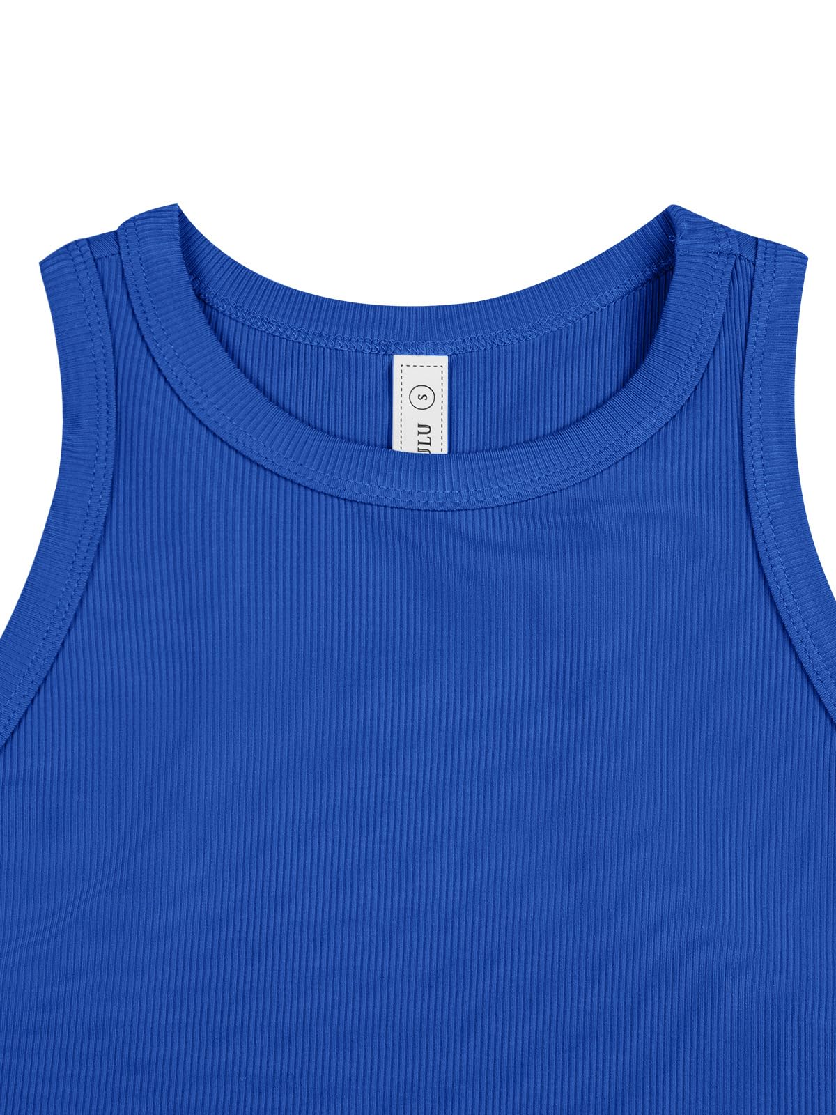 LASLULU Workout Tops for Women Klein Blue Gym Tank Sleeveless Running Yoga Shirts Racerback Casual Tops Summer Outfits 2025(Galactic Cobalt Medium)