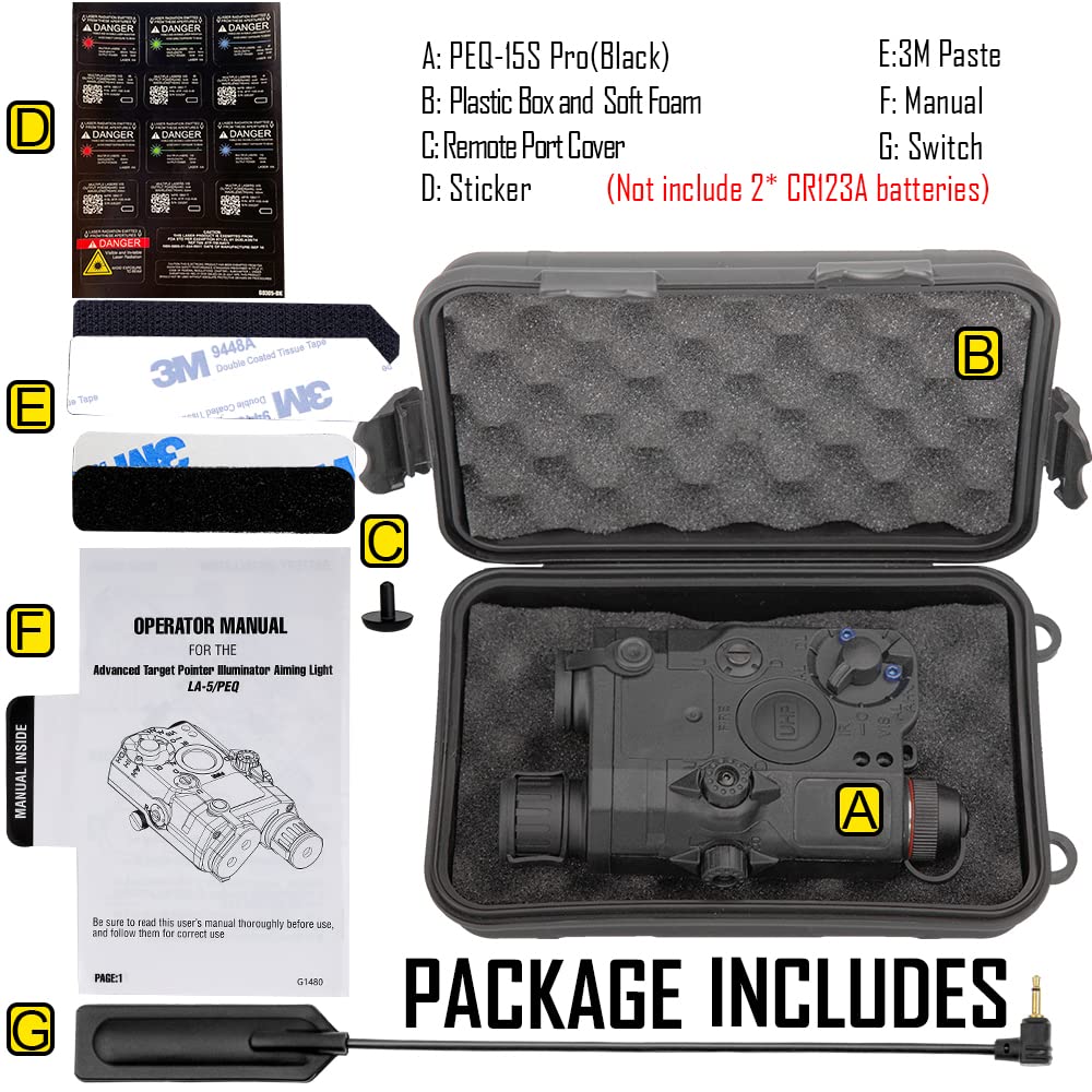 ACTIONUNION Airsoft PEQ-15S Pro UHP Visible Blue Laser + IR Laser + White LED Flashlight (Black)