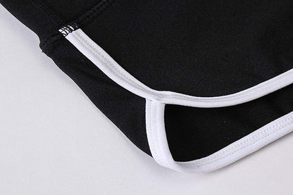 Kipro Women's Active Fitness Sports Yoga Booty Running Gym Workout Shorts, Black/White, Large