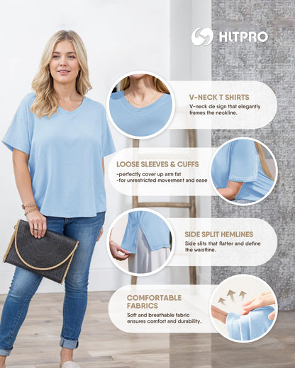 HLTPRO 3 Pack Oversized Tshirts for Women - Loose Fit Baggy Workout Tops Casual Summer Beach Vacation Plus Size Clothing