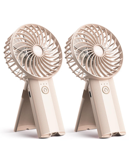 2pcs Mini Portable Folding Handheld Fans USB Rechargeable Personal Fan Neck Desktop 4-speed 3-in-1 Silent Handheld Mini Fan 6-15 hours battery life Suitable for summer travel Camping Outdoor Kids Gift