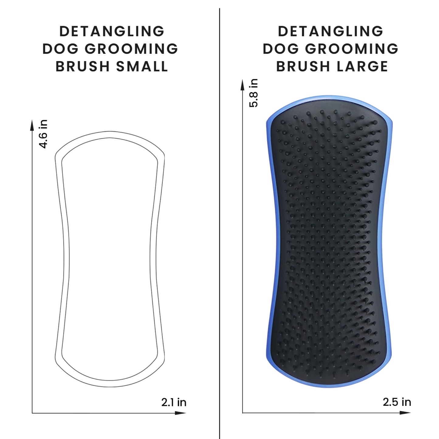 Pet Teezer Detangling Dog Grooming Brush, Dog Bath Brush for Long Haired Breeds and Wet or Dry Fur, Large, Blue & Grey