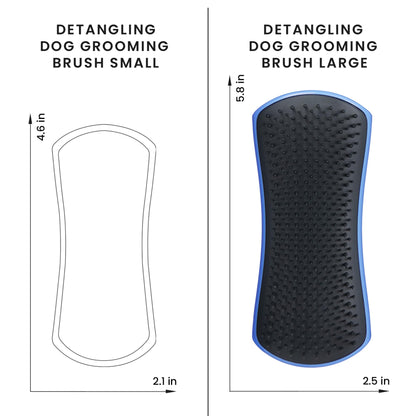 Pet Teezer Detangling Dog Grooming Brush, Dog Bath Brush for Long Haired Breeds and Wet or Dry Fur, Large, Blue & Grey