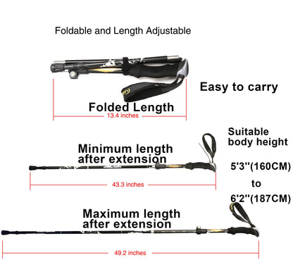 A ALAFEN Aluminum Collapsible Ultralight Travel Trekking Hiking Pole for Men and Women