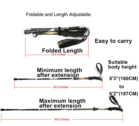 A ALAFEN Aluminum Collapsible Ultralight Travel Trekking Hiking Pole for Men and Women