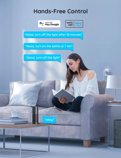 Govee Smart Plug 15A, WiFi Bluetooth Outlets 4 Pack Work with Alexa and Google Assistant, WiFi Plugs with Multiple Timers, Govee Home APP Group Control Remotely, No Hub Required, ETL&FCC Certified