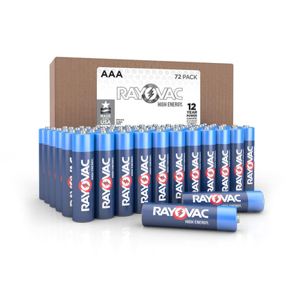 Rayovac High Energy AAA Batteries (72 Pack), Alkaline Triple A Batteries