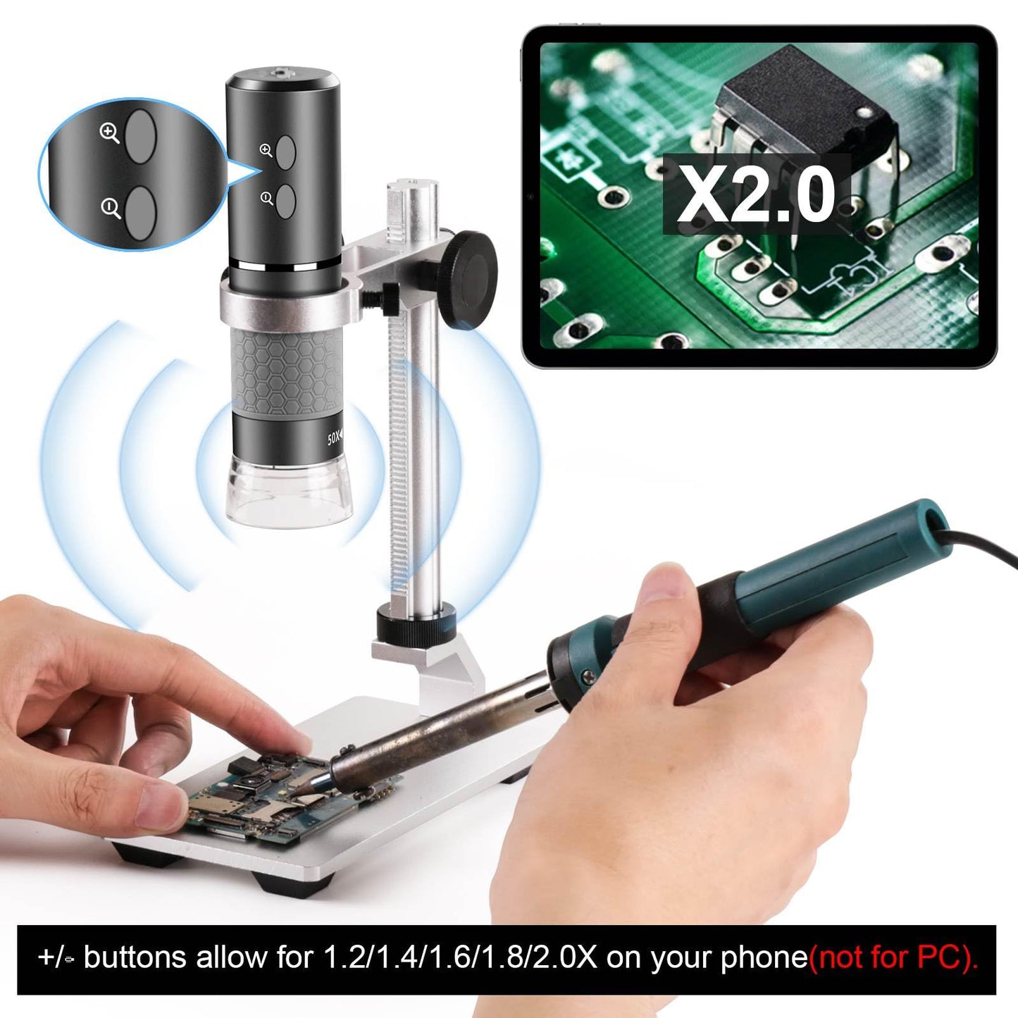 Ninyoon 4K Microscope with Professional Stand + Case for iPhone Android PC, 50-1000X Digital USB Microscope Endoscope HD Camera for All Cellphones iPad Android Tablet Windows Mac Chrome Linux