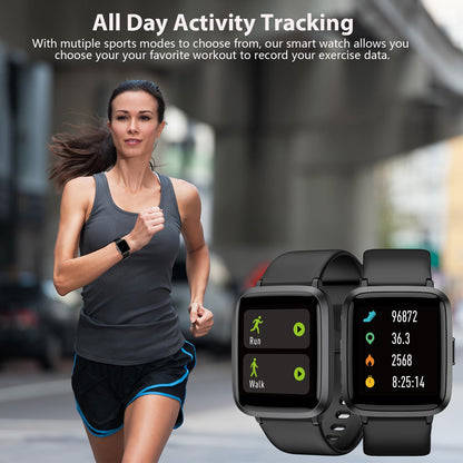 POIUZET Fitness Tracker, Fitness Watch with Blood Oxygen, Blood Pressure & Heart Rate Monitor, Steps Calories Counter, Sleep Monitor, Pedometer 50 Meters Waterproof, Smart Watch for Android iPhones