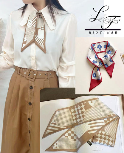 Hioyiwse Purse Scarf Handbags For Women Skinny Hair Neck Accessories Scarves With Bag Scarfs Handle Fashion Lightweight 37.8x 2.6inch 05