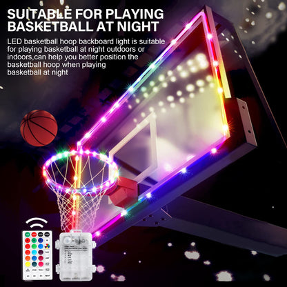 Green Bean LED Basketball Hoop Light Rim and Backboard, Remote Control Basketball Rim Light with 16 Colors 7 Flashing Mode for Playing Basketball in The Dark (Rim and Backboard not Included)