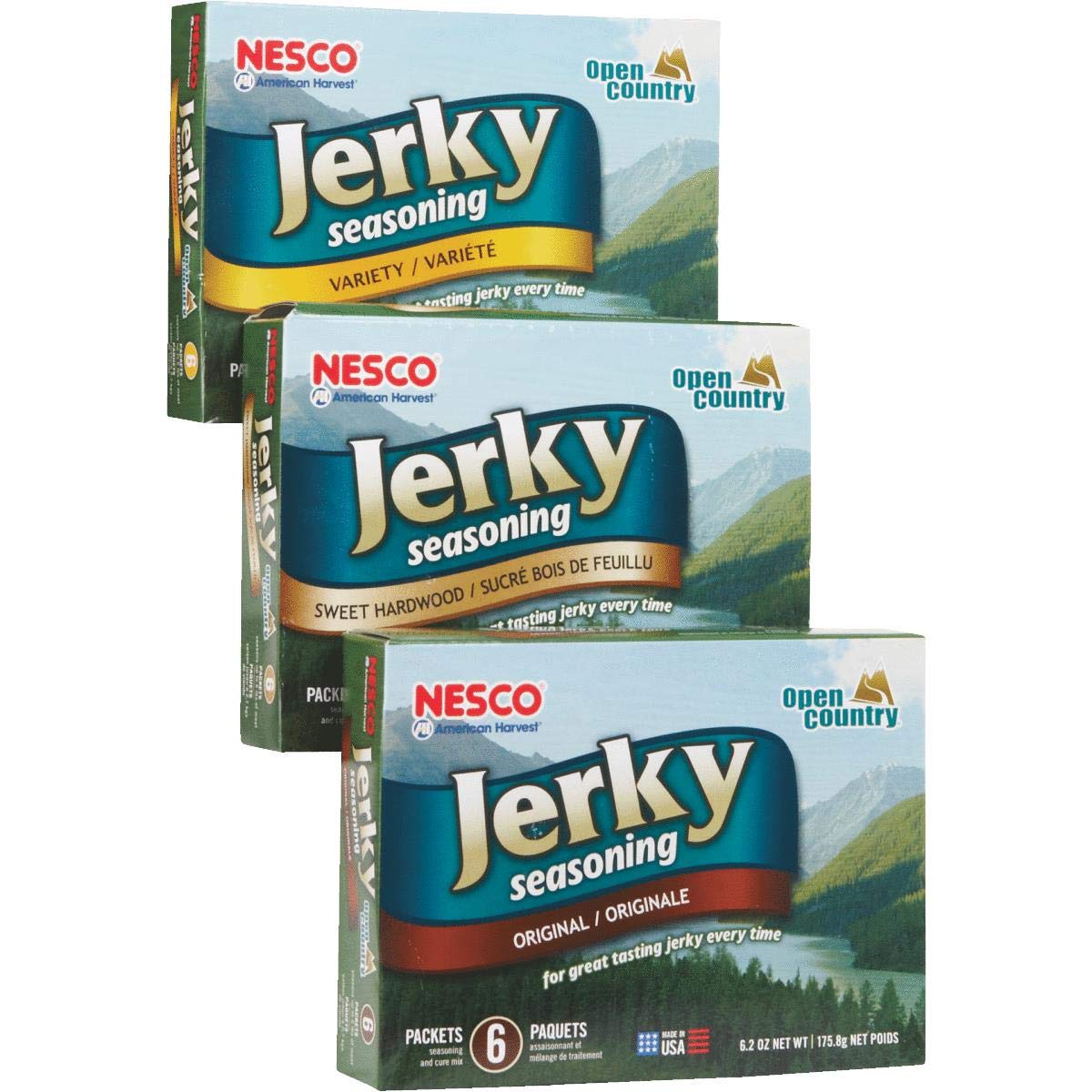 NESCO BJV-6, Jerky Spice Works, 3 Flavors Variety Pack, Packaging May Vary, 6 Piece Assortment