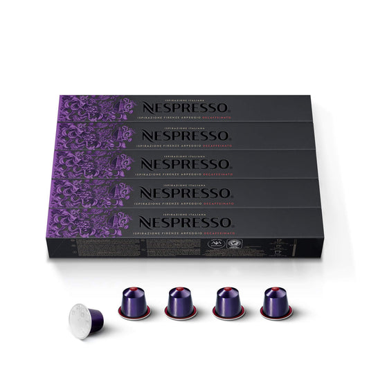 Nespresso Capsules Original Line, Arpeggio Decaffeinato, Dark Roast Coffee, 50-Count Coffee Pods