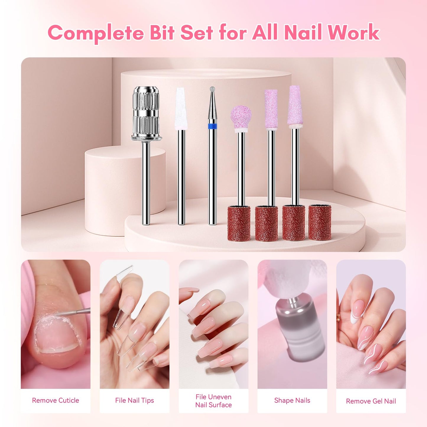 Makartt Electric Nail Drill - 35000RPM Rechargeable Efile with Coreless Motor, Nouvella Portable Nail Filer Machine for Acrylic Gel Removal with Drill Bits Set, Black