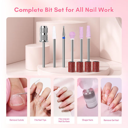 Makartt Electric Nail Drill - 35000RPM Rechargeable Efile with Coreless Motor, Nouvella Portable Nail Filer Machine for Acrylic Gel Removal with Drill Bits Set, Black