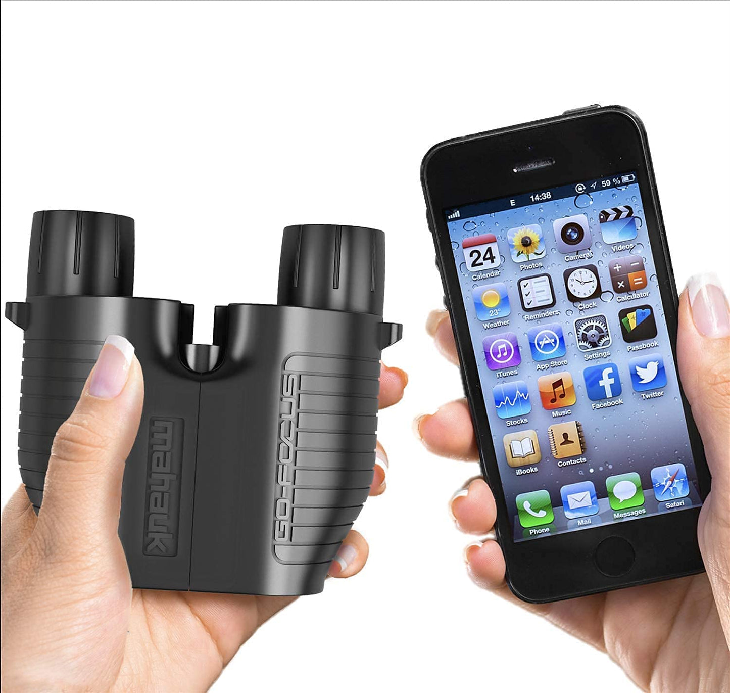 Go-Focus Compact Binoculars for Adults & Kids | Small Travel Binoculars For Bird Watching & Hunting | 10x25 BAK4 Prism | Lightweight & Waterproof | Carry Case & Neck Strap | Range 20m - 1000m | Mahauk