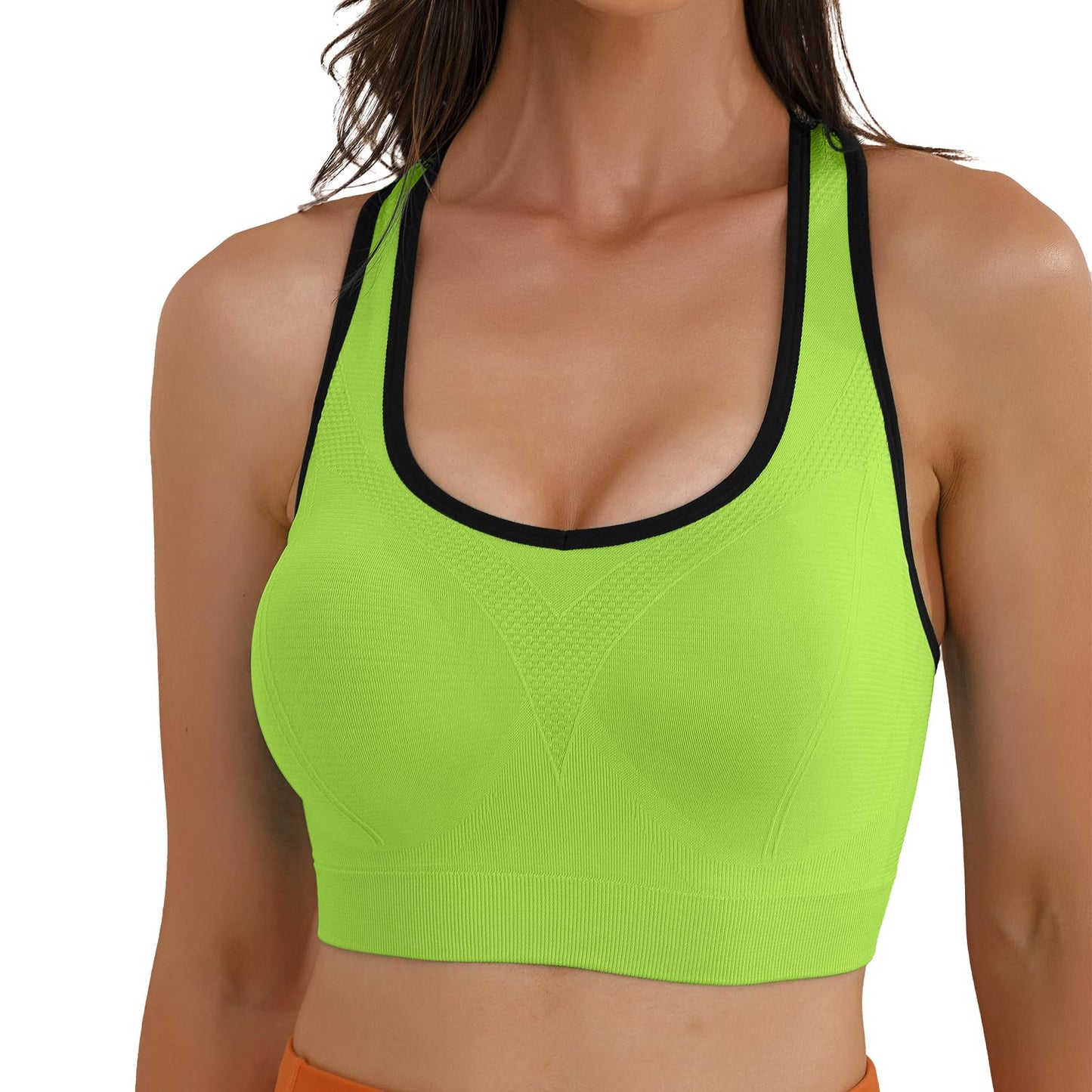 Match Racerback Sports Bras for Women – Padded Seamless Strappy Workout Tops for Yoga Gym Runing Fitness Sports Bras (1 Pack of 3(Green-Gray-Blue), X-Large)