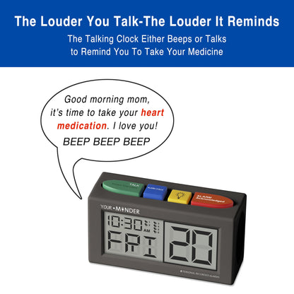 MEDCENTER Your Minder Voice Record and Alarm Replay Reminder Clock with Loud, Easy Set, Multiple Alarms, Recordable Talking Alarm Clock for Medication Reminders, Gift for Mom, Dad, Elderly, & Seniors