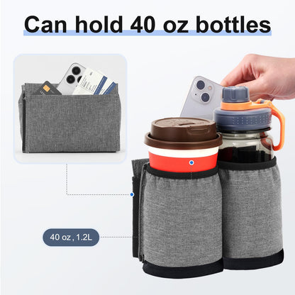 Luggage Cup Holder for Suitcases Free Hands, Travel Accessories, Luggage Cup Caddy Gifts, Beverage Holder, Universal Luggage Accessories for Flight Attendants, Business Travelers, Grey