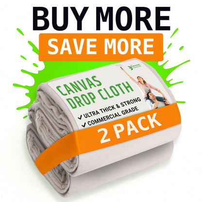 GREEN LIFESTYLE All Purpose Canvas Drop Cloths - Drop Cloth for Painting, Floor Cover, Heavy Duty Protection for Furniture & Surfaces, Reusable Painters Canvas Tarp for Renovation & Home (4x12)