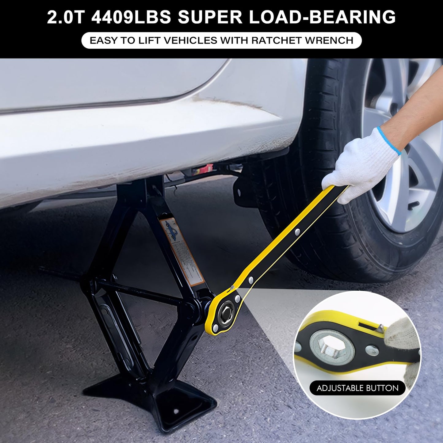 IMAYCC Car Jack Kit, Scissor Jack for Car 2 Ton (4409 lbs) Tire Jack Repair Kit,Spare Tire Changing Kit with Lug Wrench,Emergency Kit for Vehicle/Auto/SUV/MPV