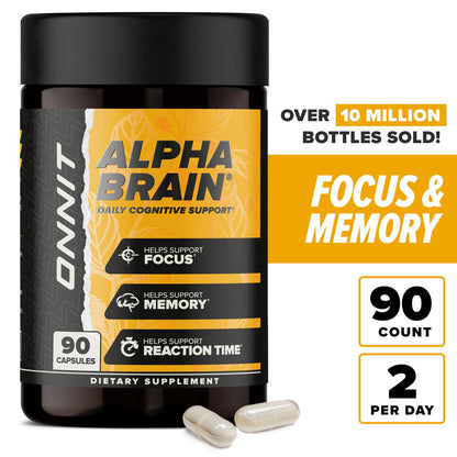 ONNIT Alpha Brain Nootropic Brain Supplement for Men & Women | Memory, Mental Clarity & Cognitive Improvement | Focus Capsules with L-Theanine, Vitamin B6 & Phosphatidylserine (90 Count)