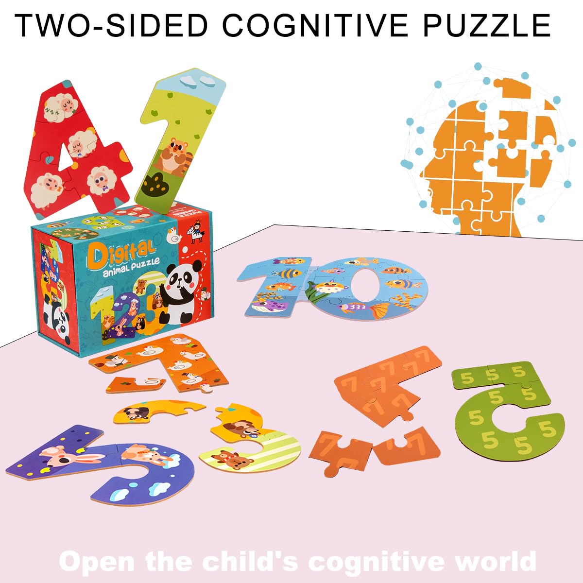 NAODONGLI Wooden Floor Puzzles for Kids Ages 3-5,Montessori Preschool Educational Learning Alphabet Puzzle & Animal Puzzle for Preschool Toddler Boys Girls Ages 3+