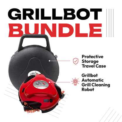 Grillbot Automatic Grill Cleaning Robot with Nylon Brushes, BBQ Grill Cleaner, Grill Brush, Grill Scraper, BBQ Accessories (Red Grillbot + Carry Case)