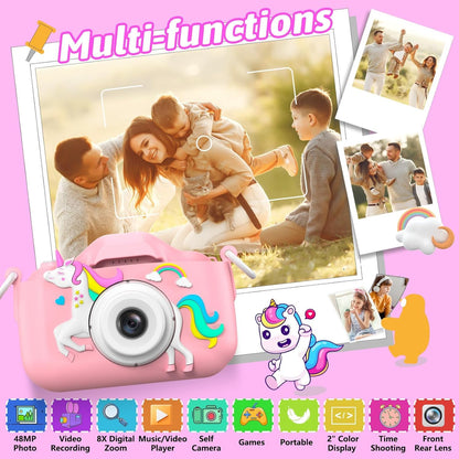 Mgaolo Kids Camera Toys for 3-12 Years Old Boys Girls Children,Portable Child Digital Video Camera with Silicone Cover, Christmas Birthday Gifts for Toddler Age 3 4 5 6 7 8 9 (Camo Pink)