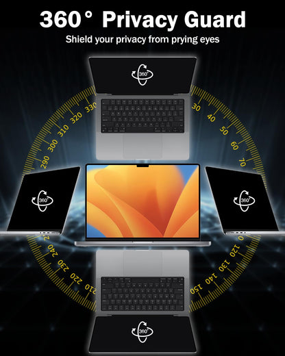 F FORITO 360° Privacy Screen Protector Compatible with MacBook Pro 16 inch (2024, 2023, 2022, 2021, M4, M3, M2, M1, Pro, Max), Anti Peeping Anti Glare Anti Blue Light Laptop Privacy Screen Shield