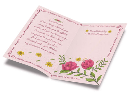Prime Greetings Sister Mother's Day Card, Made in America, Eco-Friendly, Thick Card Stock with Premium Envelope 5in x 7.75in, Packaged in Protective Mailer