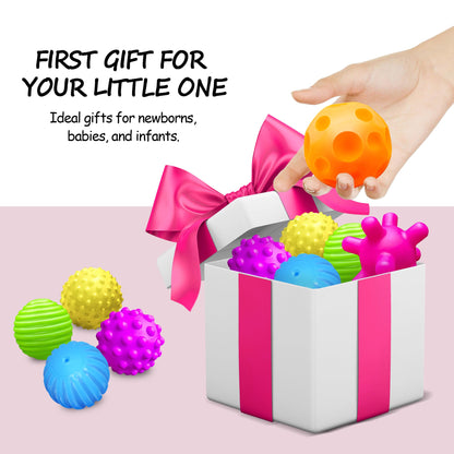 ROHSCE Baby Textured Multi Sensory Toys Massage Ball Gift Set BPA Free for Toddlers 1-3 Soft Balls Montessori Infant Baby Toys 6 to 12 Months 6 Pack