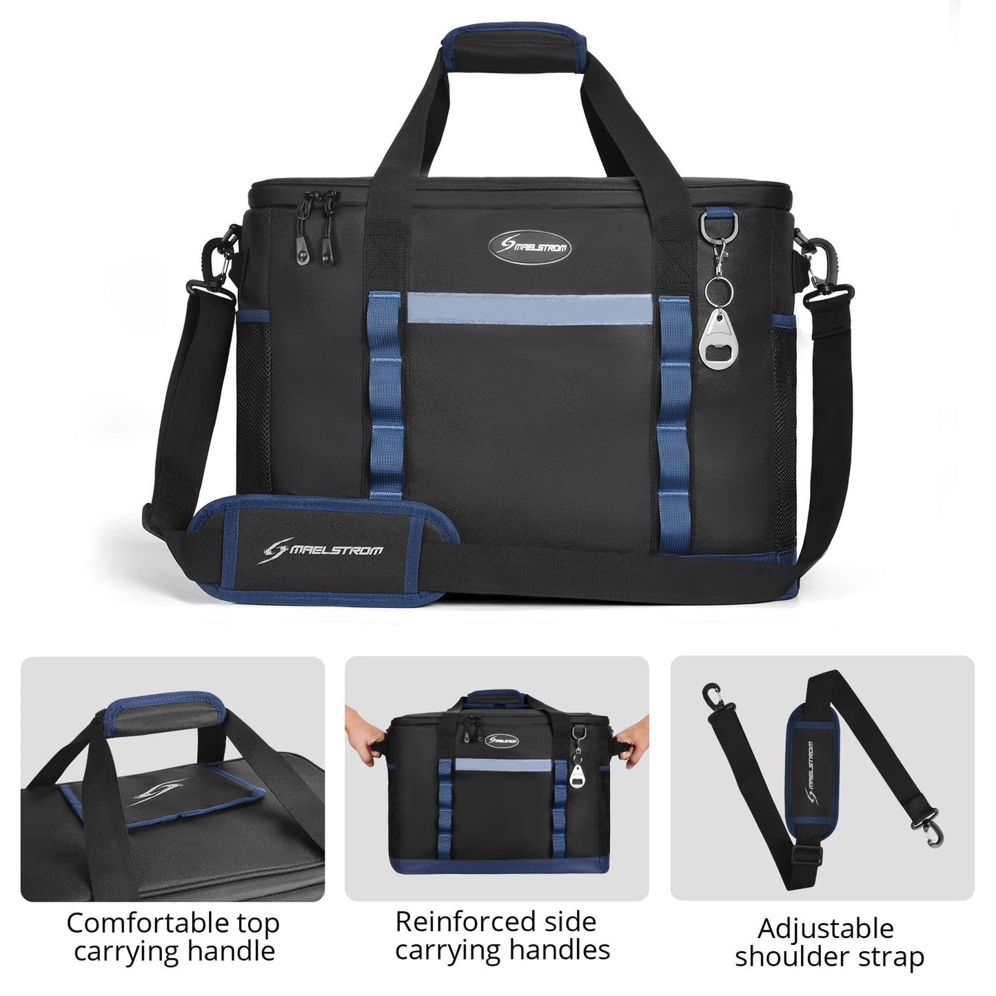 Maelstrom ICY Hollow Cooler Bag,75 Cans Collapsible Soft Sided Cooler,Extra Large Insulated Leakproof Lunch Cooler Bag,Portable for Grocery Shopping,Camping,Tailgating and Road Trips, G: 75 Can Black