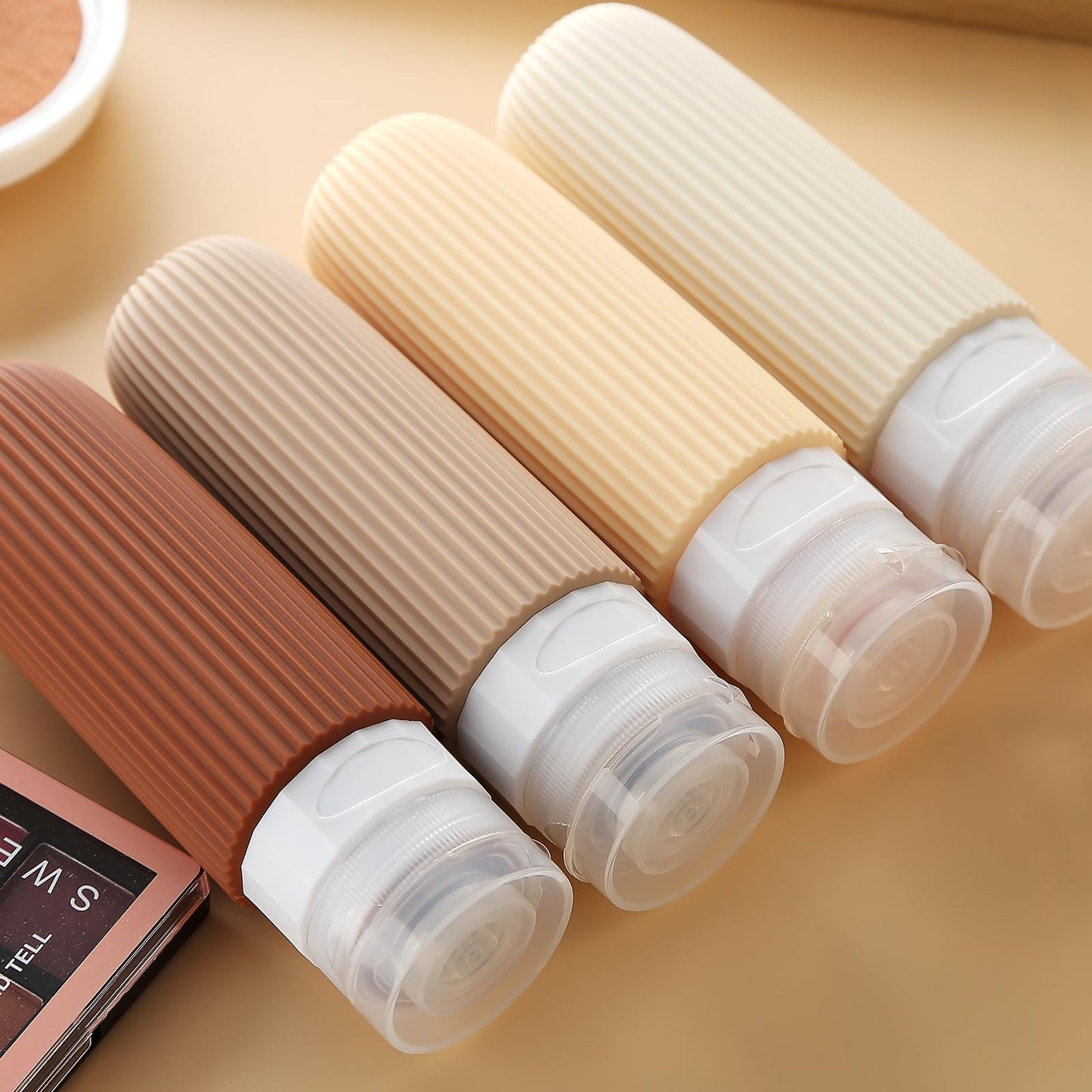 Mrsdry Travel Bottles for Toiletries, Tsa Approved 3oz Portable Travel Bottles, BPA Free Leak Proof Squeezable Silicone Travel Size Containers, Travel Accessories with Clear Toiletry Bag (4 Pack)