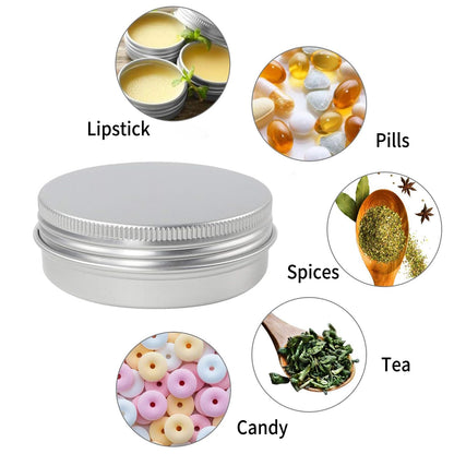 Moretoes 48 Pack 2 Oz Metal Round Tins Aluminum Tin Cans Containers with Screw Lid for Salve, Spices or Candies