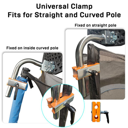 Jump Tastic Trampoline Trampoline Basketball Hoop, Fits Straight and Curved Pole Basketball Hoop for Trampoline, Universal Attachment with Mini Ball and Pump