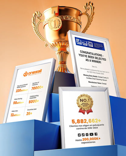 oneisall Cordless Low Noise Dog Grooming Vacuum,5200 mAh Dog Grooming Kit with Clippers,Nail Grinder,Trimmer,2L Dustbin for Shedding with Grooming Tools-Quiet Suitable for All Breeds,Comfy C1