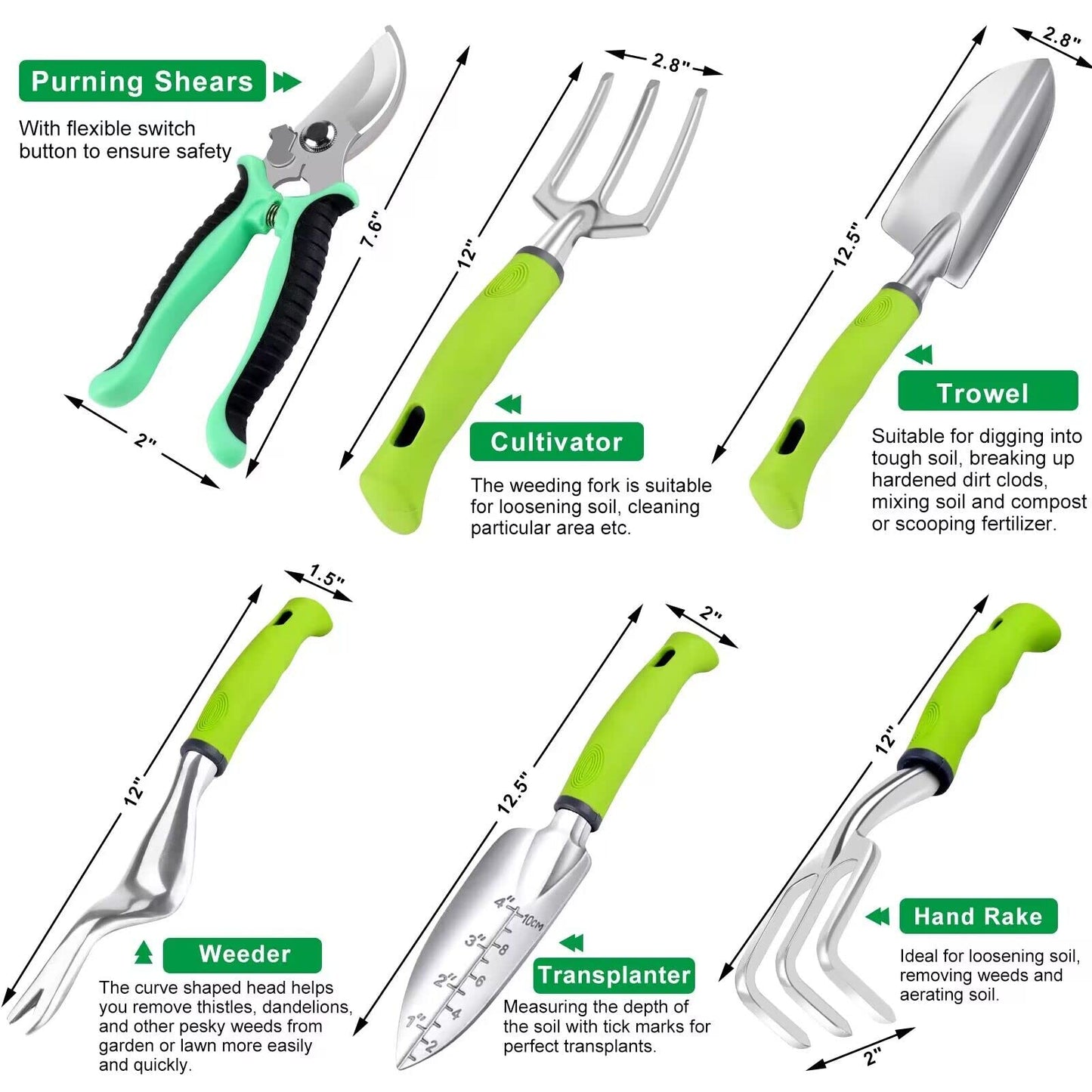 84 PCS Garden Tools Set,10pcs Succulent Tools Set Included 6pcs Large Heavy Duty Aluminum Gardening Hand Tools 12.5IN with Garden Tool Bag,Gloves Sprayer etc.Gardening Gifts for Men Women Garden Gifts