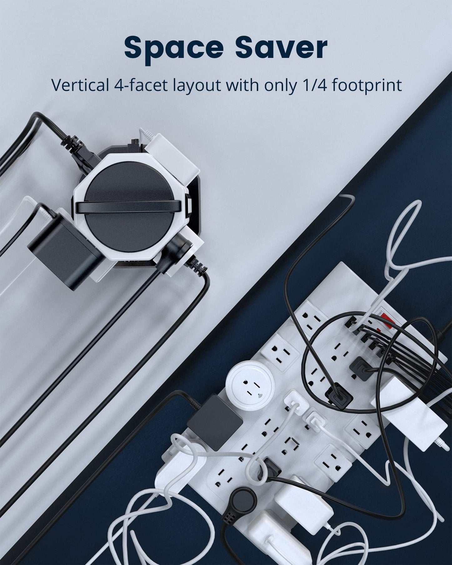 Power Strip Tower Surge Protector, JACKYLED 20 Outlets 6 USB (2 USB C) Charging Station, Extension Cord with Multiple Outlets, 1050J 1625W/13A Outlet Extender 6.5ft Extension Cord for Home Office